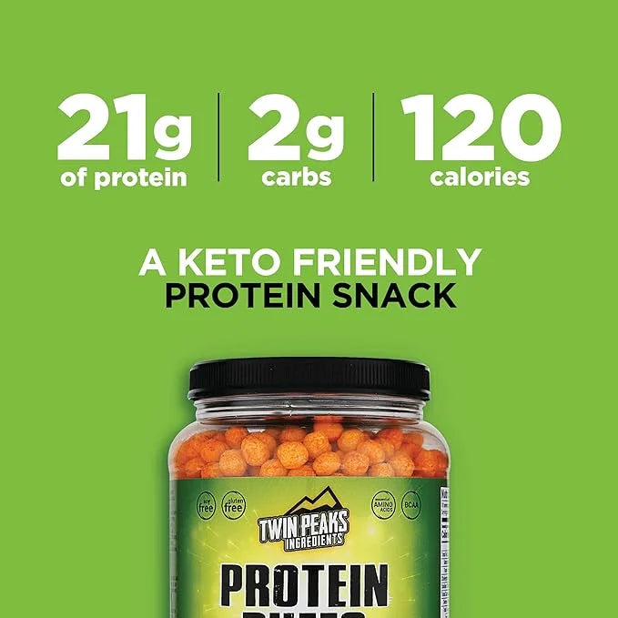 Twin Peaks Protein Puffs - (Jalapeno Cheddar), Keto Friendly, Low Carb Snack (300g, 21g Protein, 2g Net Carbs, High Protei...