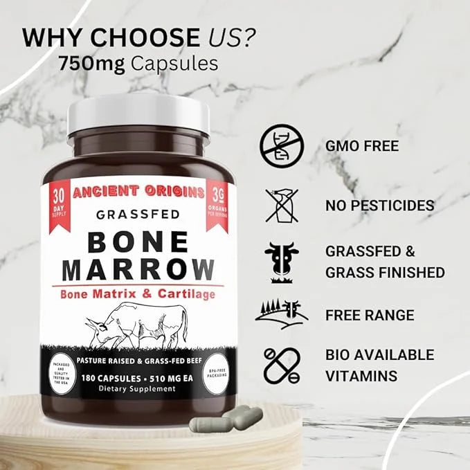 Ancient Origins Grass Fed Bone Marrow Supplement, 3060mg, Skin, Oral Health, and Joint Support Supplement, Promotes Whole-...