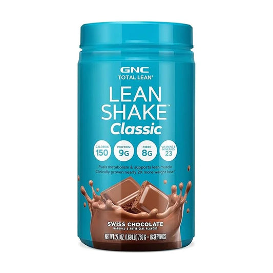 GNC Total Lean Shake 25 Classic | Meal Replacement with Fiber | Fuels Metabolism and Supports Muscle | Swiss Chocolate | 1...