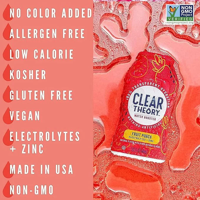 Clear Theory Water Flavoring Drops, Electrolytes Drink Mix, Water Enhancer Liquid, Flavored Hydration for Kids, Vegan, Glu...