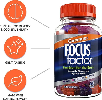 Focus Factor Nootropic Gummies 60 Count (3 Pack)
