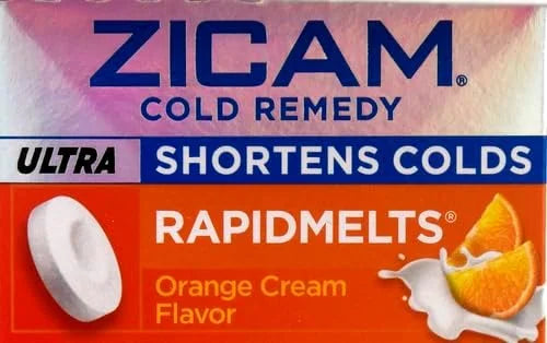 Zicam Ultra Cold Remedy Zinc Rapidmelts, Orange Cream Flavor, Homeopathic, Cold Shortening Medicine, Shortens Cold Duratio...