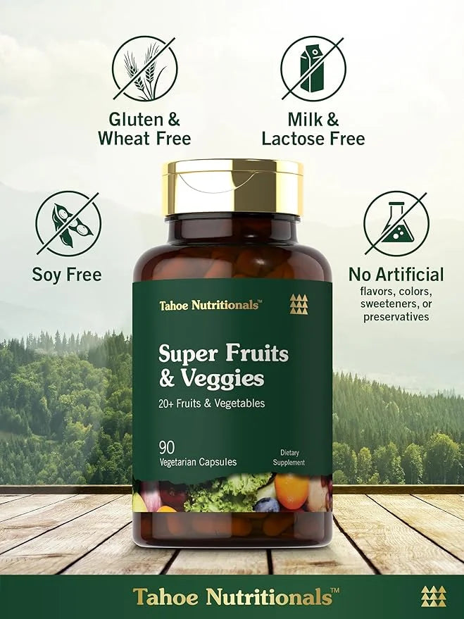 Tahoe Nutritionals Super Fruits and Veggies Capsules | 90 Count | Vegetarian, Non-GMO and Gluten Free Supplement - Product...
