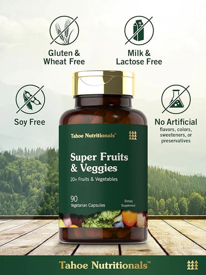Tahoe Nutritionals Super Fruits and Veggies Capsules | 90 Count | Vegetarian, Non-GMO and Gluten Free Supplement - Product...