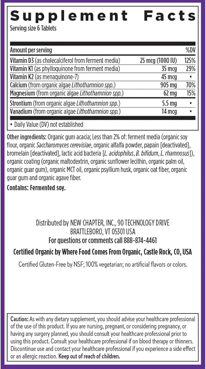 New Chapter Calcium Supplement D3+K2, 70+ 70+ Trace 120 ct