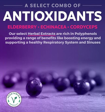 Immune Support Supplement (Non-GMO) Elderberry Vitamin 500mg Immune 120 Vegetarian