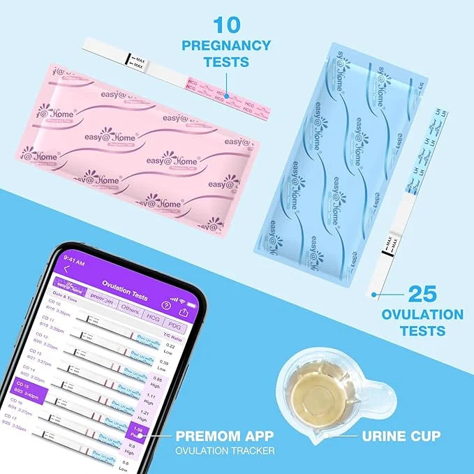 Ovulation & Pregnancy Test Strips Kit: 25 Ovulation 10 Pregnancy 35 Large 25LH + 10HCG + 35 Urine