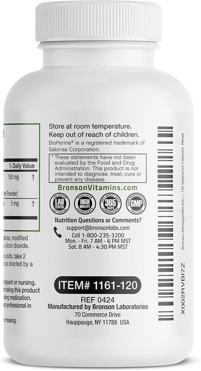 Bronson Ashwagandha Extra Strength Stress & 120 Vegetarian