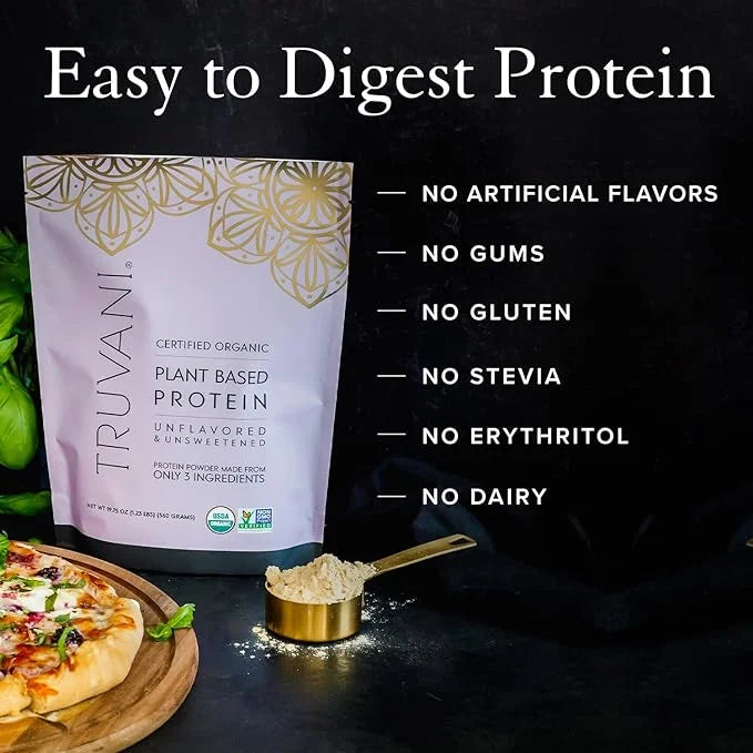 Truvani Vegan Pea Protein Powder | Unflavored | 20g Organic Plant Based Protein | 20 Servings | Keto | Gluten & Dairy Free...