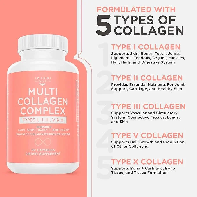 5-in-1 Multi Collagen Capsules (Type I, II, III, V + X) for Skin, Hair, Nails & Joint Health - Collagen Supplements for Wo...