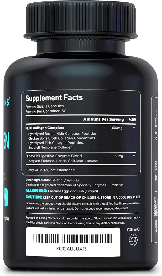 Vital Vitamins Multi Collagen Peptides (2-Pack) - for Women & Men - Hydrolyzed Types I, II, III, V, X - Grass-Fed, Non-GMO...