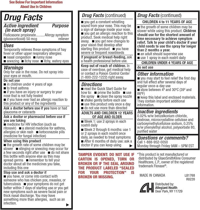 HealthA2Z Fluticasone Propionate Nasal Sprays, 24 Relief,120 Sprays, 0.54 fl