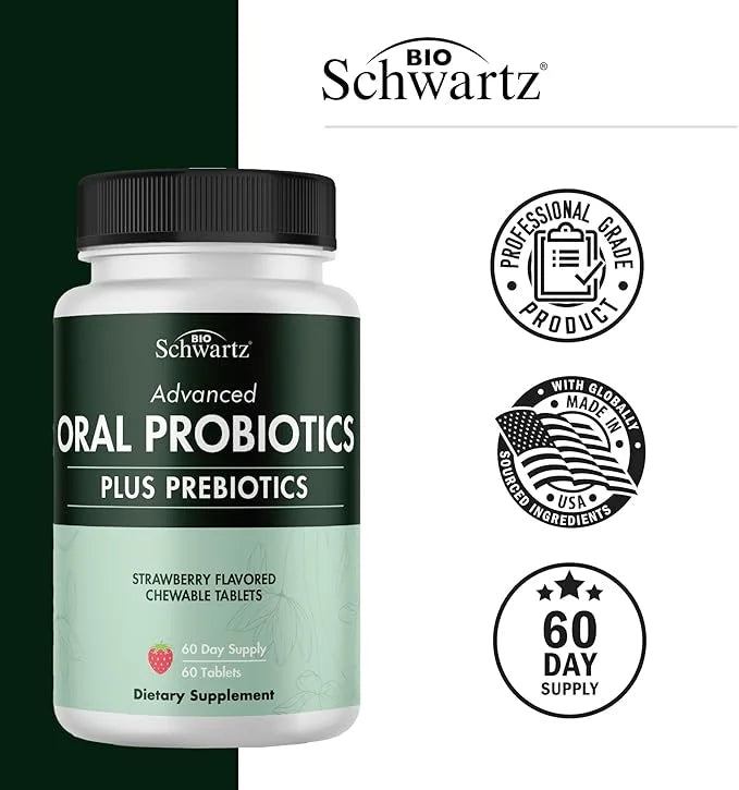 Oral Probiotics Supplement with Prebiotics - Supports Healthy Teeth Gums Mouth and Fresh Odorless Breath for Adults - Stra...