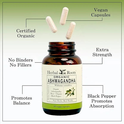 Herbal Roots Ashwagandha Capsules 1,000mg per 60 Vegan