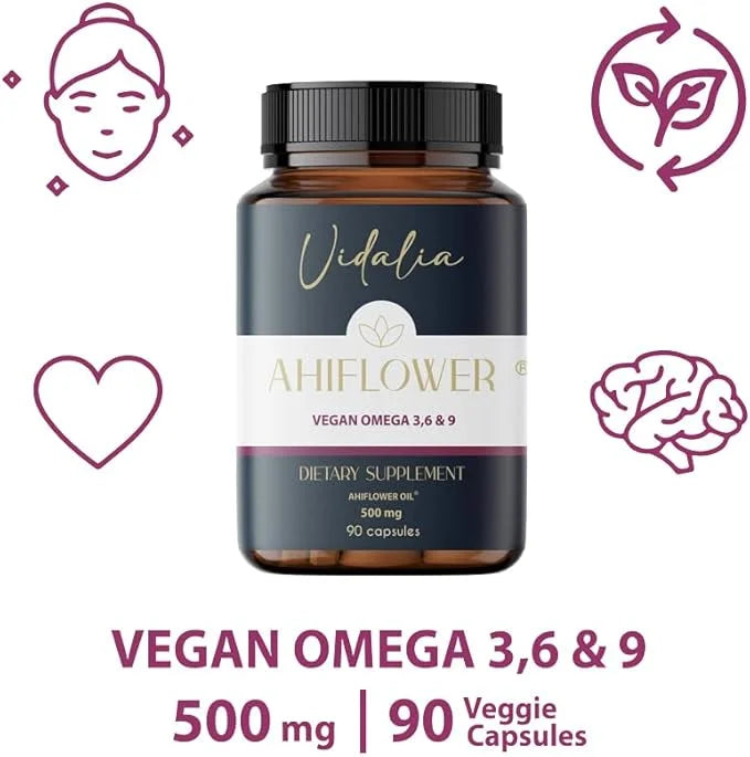 Ahiflower Oil Vegan Omega 3, 6 & 9. 90 Capsules. Vidalia by The Mix Superfoods. 45 Servings. Excelent Sustainable Source. ...