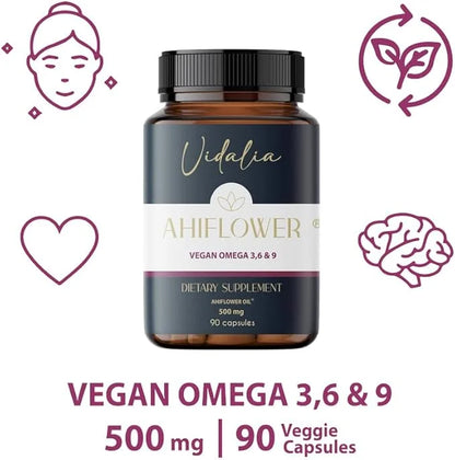 Ahiflower Oil Vegan Omega 3, 6 & 9. 90 Capsules. Vidalia by The Mix Superfoods. 45 Servings. Excelent Sustainable Source. ...