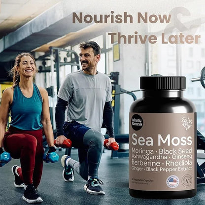 Atlantic Naturals Sea Moss Black Seed Oil Ashwagandha Ginger Capsules. Sea Moss with Black Seed Oil, Ashwagandha, Ginseng,...