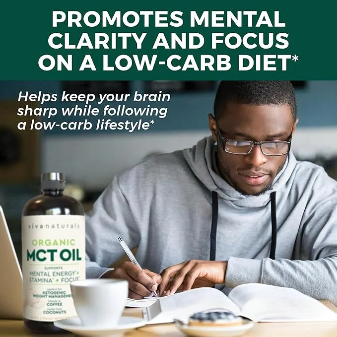 Viva Naturals Organic MCT Oil 32 fl oz - Best MCT Oil Organic for Coffee, MCT Coconut Oil Supports Energy & Mental Clarity...