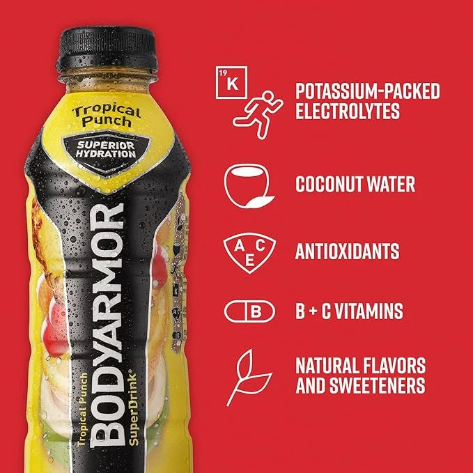 BODYARMOR Sports Drink Sports Beverage, Tropical Punch, Coconut Water Hydration, Natural Flavors With Vitamins, Potassium-...