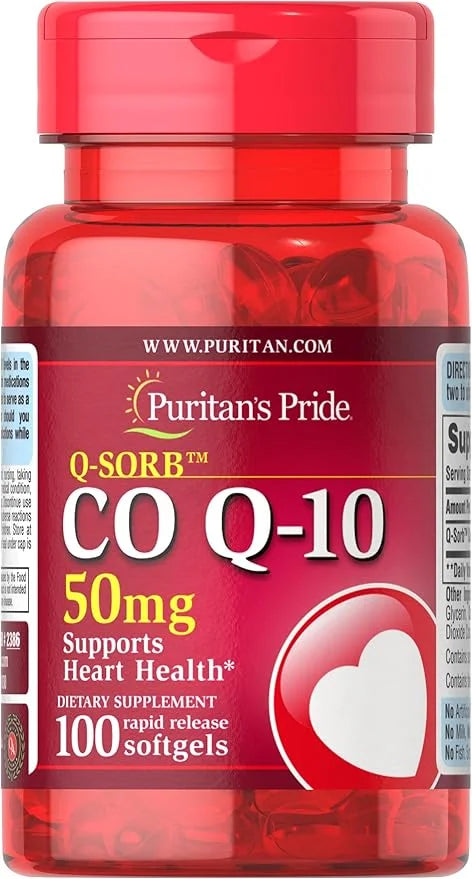 Q-Sorb CoQ10 50mg, Contributes to Heart Wellness,100 Softgels