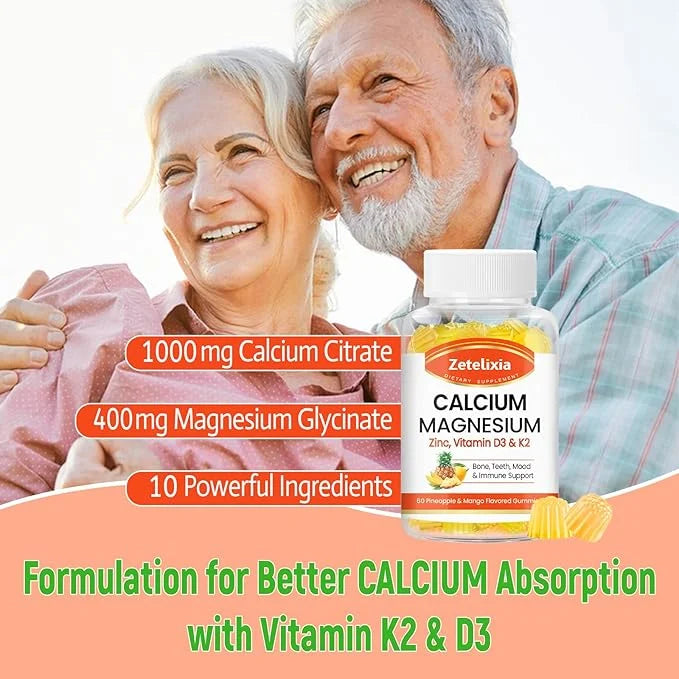 Sugar Free Calcium Gummies for Women D3 & K2, Calcium 60 Count