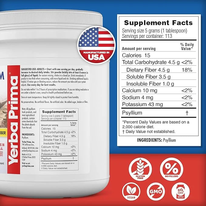 Yerba Prima Whole Psyllium Husk Fiber 20 oz 2) -