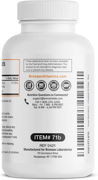 Bronson Natural Vitamin E Complex 400 250 Softgels