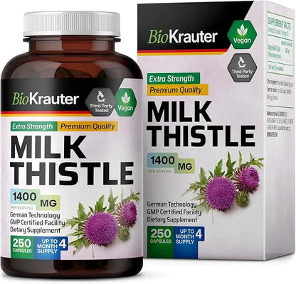 MAUWE HERBS Milk Thistle Organic Capsules 250 Vegan 1400 mg