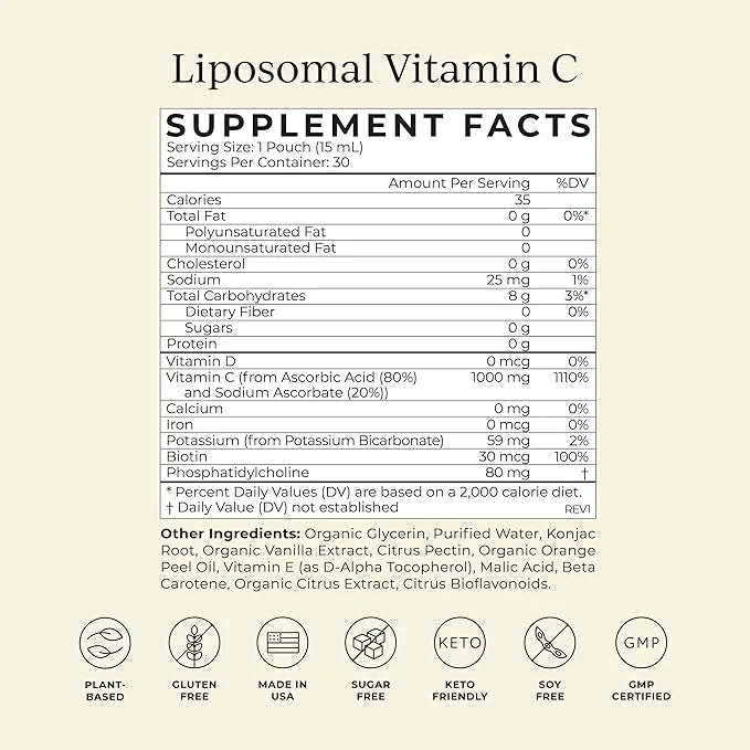 CYMBIOTIKA Vitamin C Individual Packets, Liposomal 30 Pack