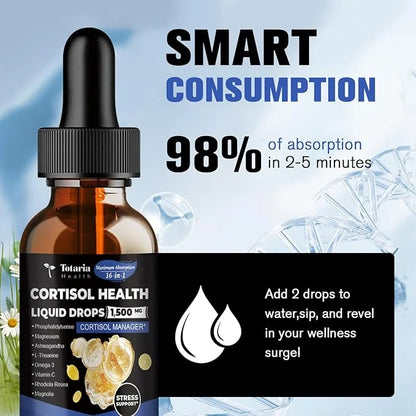 cortisol Supplement Liquid Drops Hormone Balance for Women Men with Magnesium Complex,Ashwagandha,Rhodiola Rosea,L Theanin...