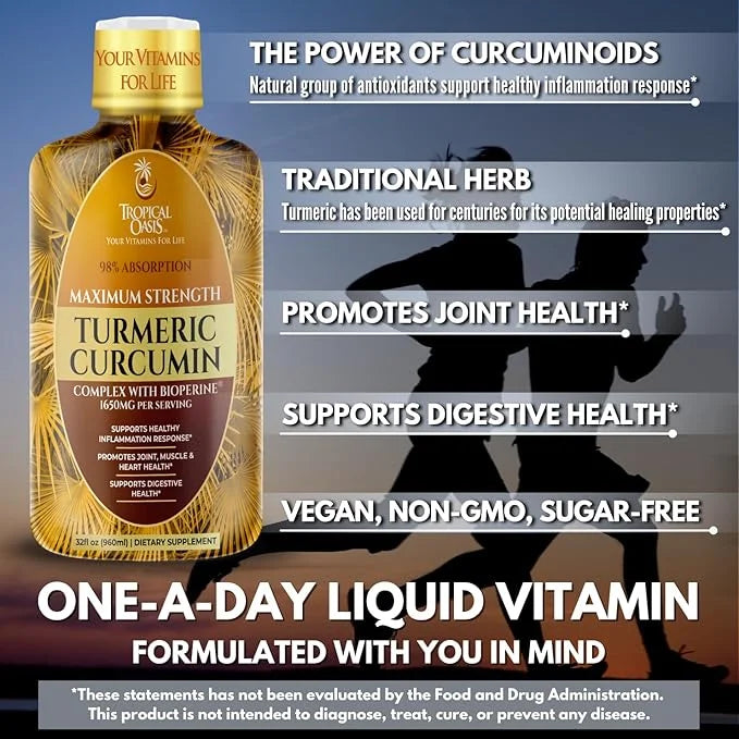 Tropical Oasis Liquid Turmeric Curcumin w/Bioperine 1650mg Maximum 98% Absorption 32oz