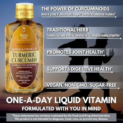 Tropical Oasis Liquid Turmeric Curcumin w/Bioperine 1650mg Maximum 98% Absorption 32oz