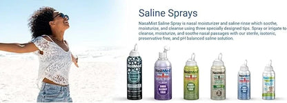NeilMed NasaMist Isotonic Saline Spray. Soothe, 177mL. Contains 3 NasaMist