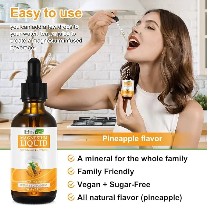 Magnesium Glycinate Liquid Drops,1000mg Liquid Magnesium B6,C,D and 2 Fl