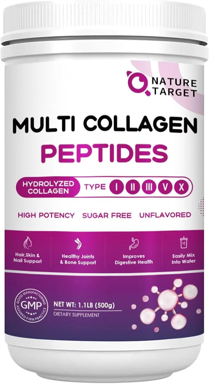 NATURE TARGET Multi Collagen Peptides Powder 50 Servings