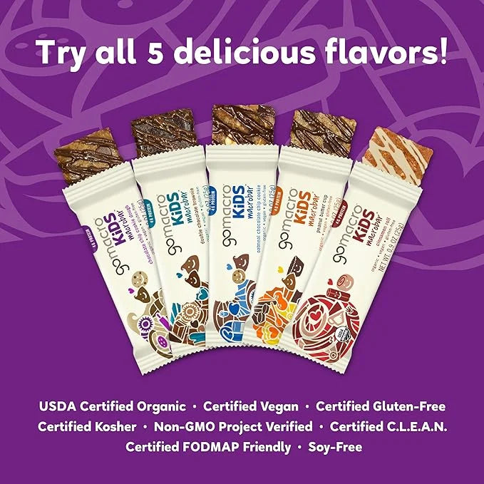 GoMacro Kids MacroBar Organic Vegan Snack Bars - Chocolate Chip Cookie Dough (0.90 Ounce Bars, 7 Count) - Product Image