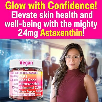 Ubiquinol CoQ10 PQQ Astaxanthin Beets Gummies, CQ-10 CO-Q10 CO-Q10 Q CO-10 CQ10 CQ10 C0Q10 C0Q10 Bioperine 20mg 40mg 40mg ...