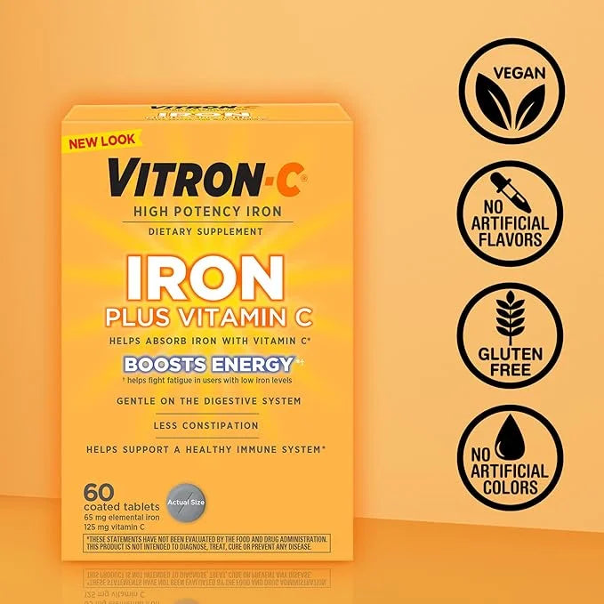 Vitron-C Iron Supplement, Once Daily, High 60 Count, 2 Pack