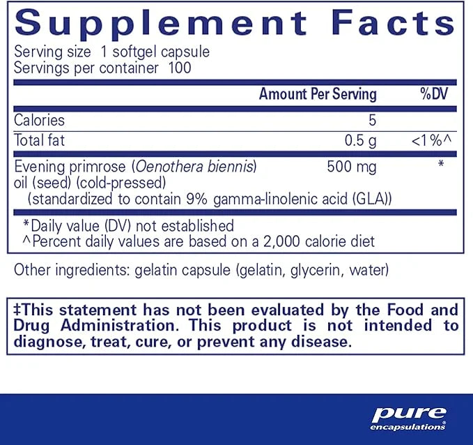 Pure Encapsulations E.P.O. (Evening Primrose Oil) 9% GLA 100 Softgel