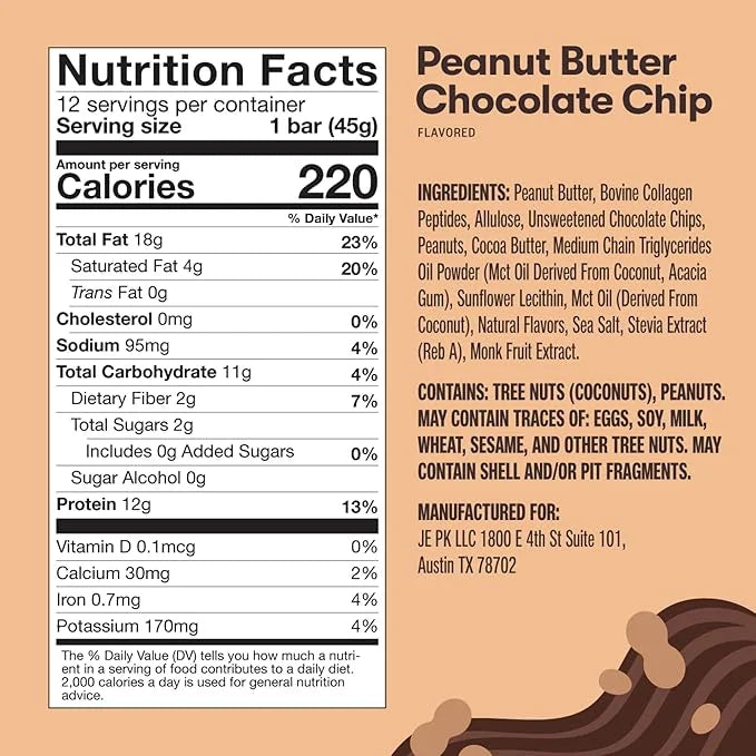 Perfect Keto Collagen Protein Bar, Gluten Free Grass Fed Collagen + MCT Oil, Low Carb, No Sugar Added, High Protein Snacks...
