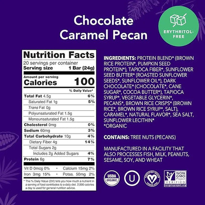 ALOHA Organic Plant Based Protein Bar MINIS |Caramel Chocolate Pecan | 20 Count, 24g Bars | Vegan, Low Sugar, Gluten Free,...