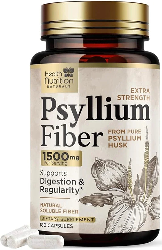 High Absorption Psyllium Husk Capsules 1500mg 180 Fiber