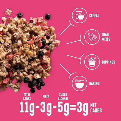 Lakanto Berry Crunch Granola - Delicious Snack, Quick Breakfast Cereal, Keto Friendly, Monk Fruit Sweetener, No Sugar Adde...