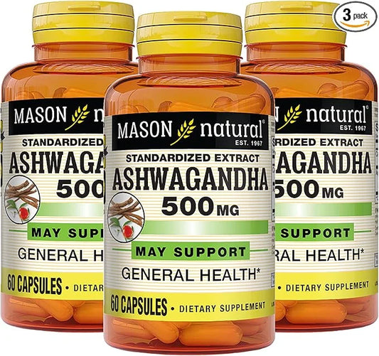 MASON NATURAL, Ashwagandha 500 mg, Adaptogens 180 Day
