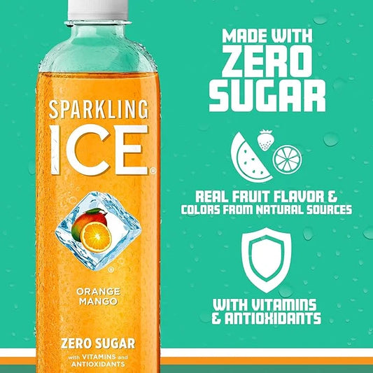 Sparkling Ice, Orange Mango Sparkling Water, Zero Sugar Flavored Water, with Vitamins and Antioxidants, Low Calorie Bevera...