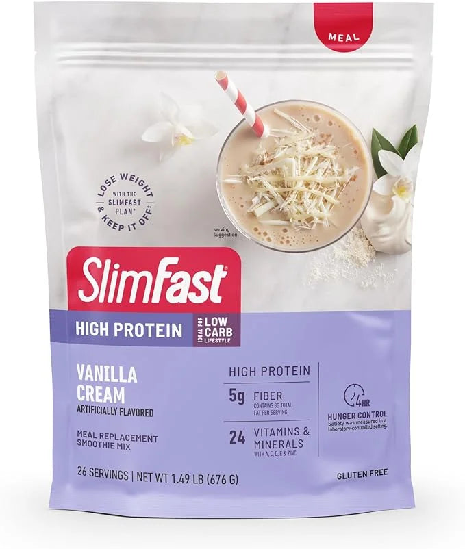 SlimFast High Protein Meal Replacement Powder, 26 Servings, Advanced Nutrition Smoothie Mix with Vitamin and Mineral Blend...