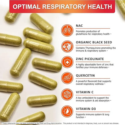 NAC 600mg Black Seed 500mg Zinc D3 Respiratory 1 Bottle 120-Caps)