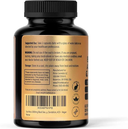 Sea Moss 3000mg Black Seed Oil 2000mg Ashwagandha 1000mg Turmeric 1000mg Bladderwrack 1000mg Burdock 1000mg Manuka 120 Cap...