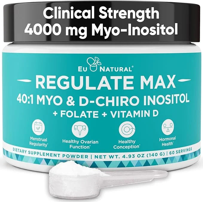 Eu Natural Regulate MAX Myo-Inositol & D-Chiro Inositol Supplement Powder for Women with Vitamin D & Folate PCOS Nutrition...
