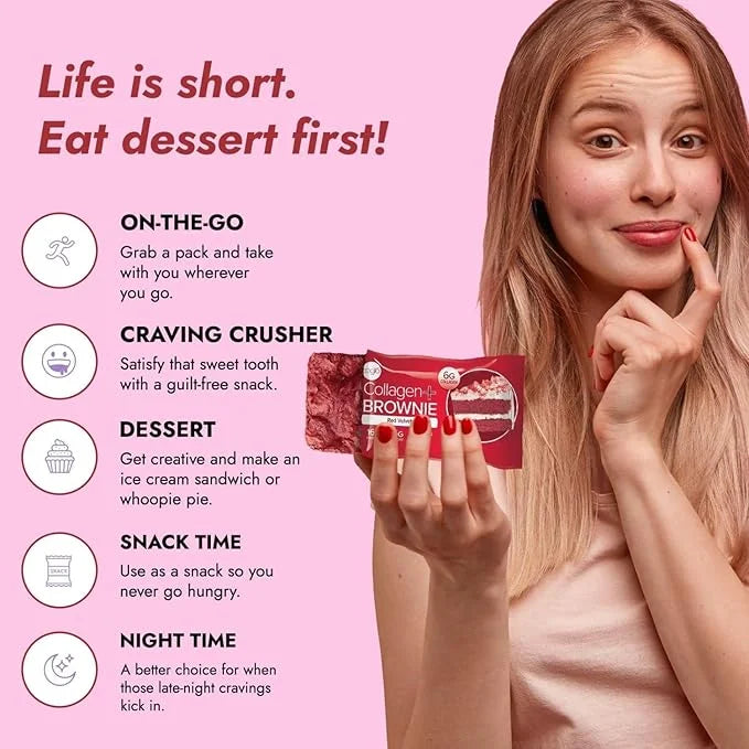 321glo Collagen Protein Brownie | Gluten Free, Low Sugar | Keto Snack for Women, Men, & Kids | 16g Protein, 6g Collagen | ...